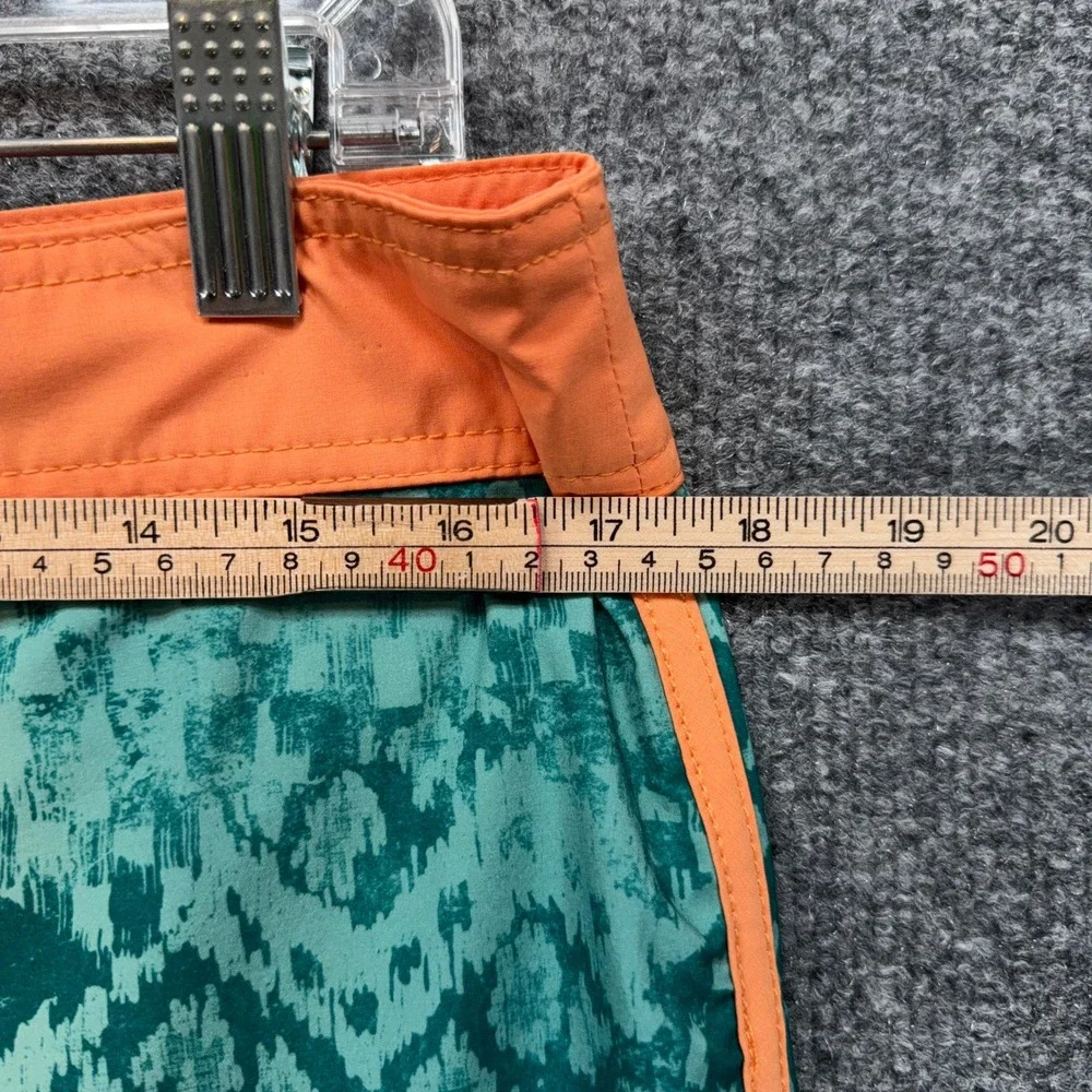 RVCA Board Shorts Mens 33 Green Orange Abstract Print Surf Swim Trunks Summer